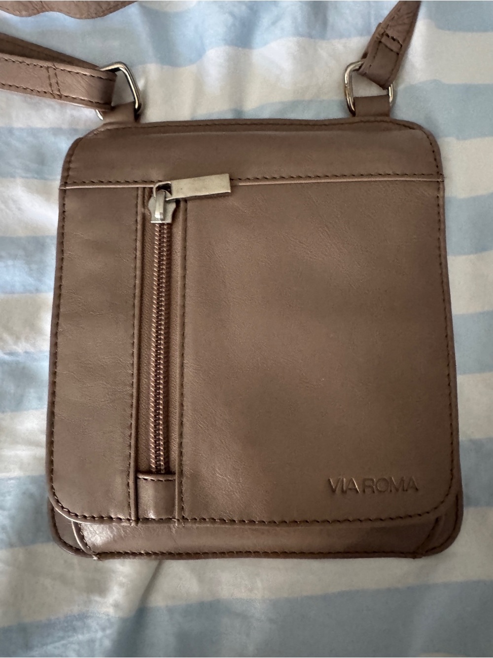 Via Roma Beige Leather Crossbody